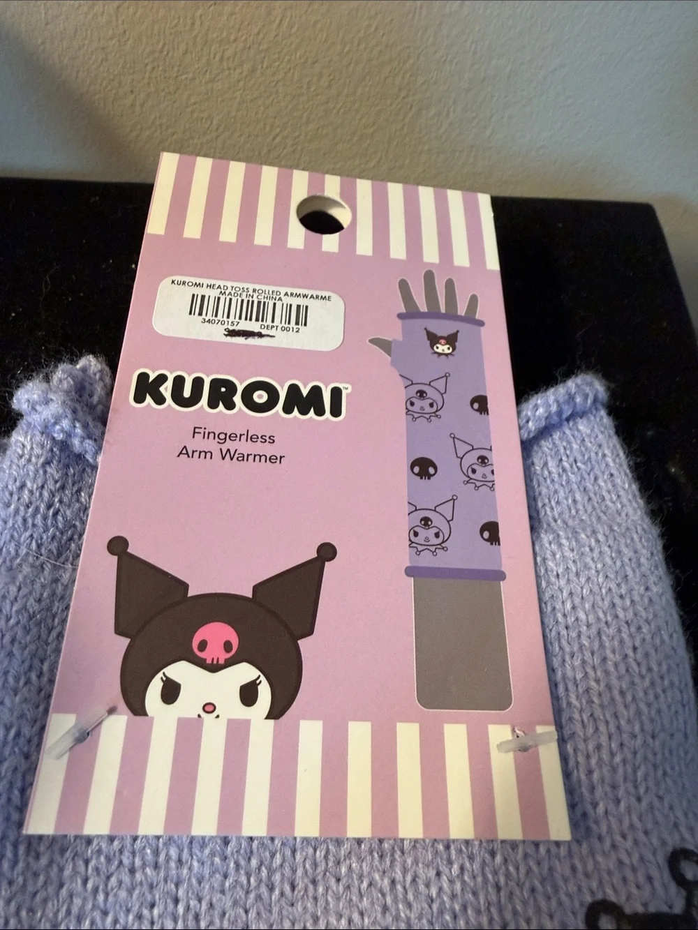 Kuromi Lavender Knit Character Arm  Warmers